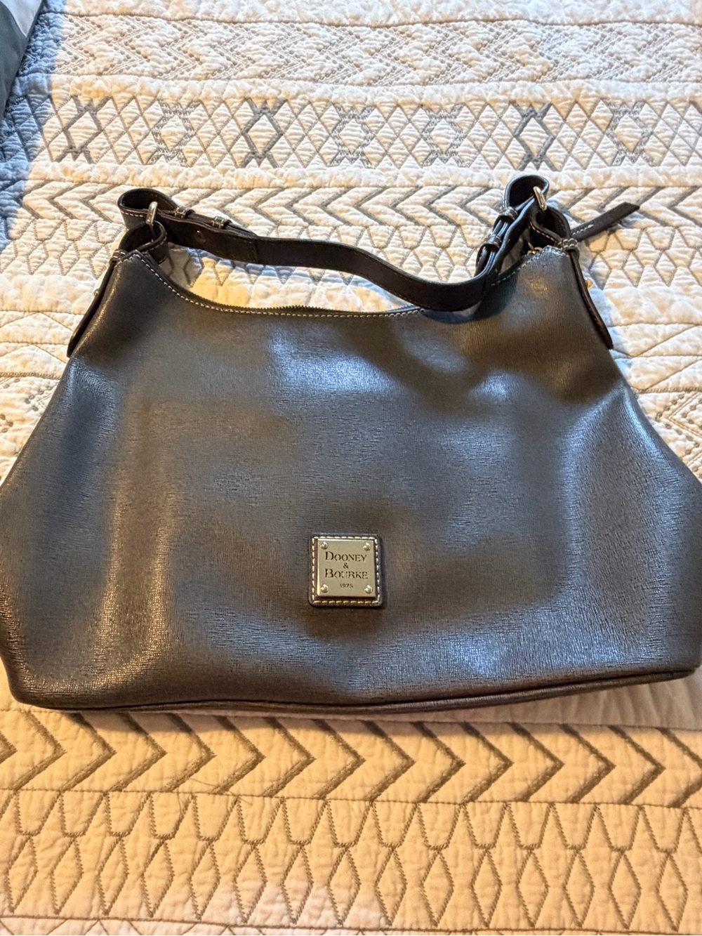 Dooney & Bourke Metallic Gray Leather Shoulder Bag - Picture 5 of 5
